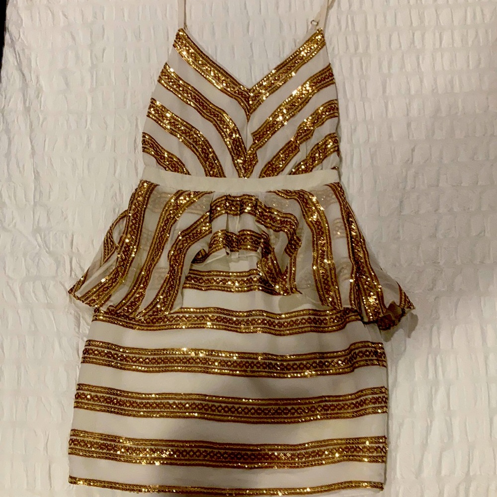 White/Gold sequin mini dress